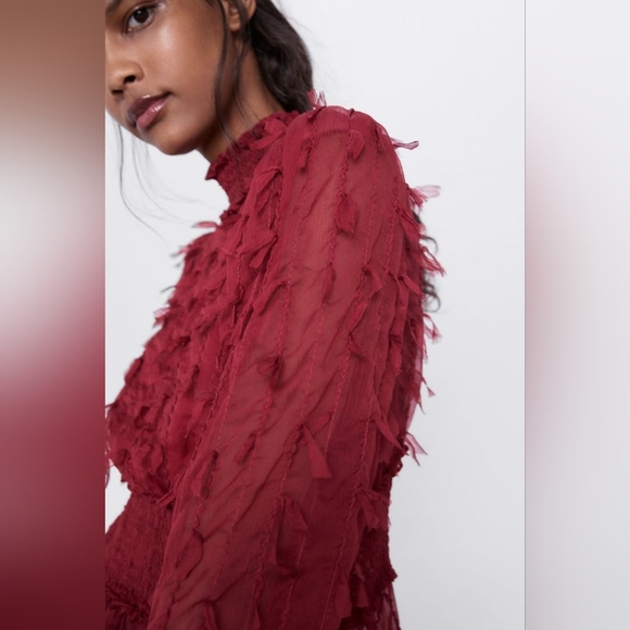 Zara Red Frill Top - Picture 2 of 9